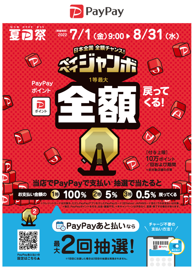 PayPayキャンペーン【日本全国全額チャンス！ペイペイジャンボ】