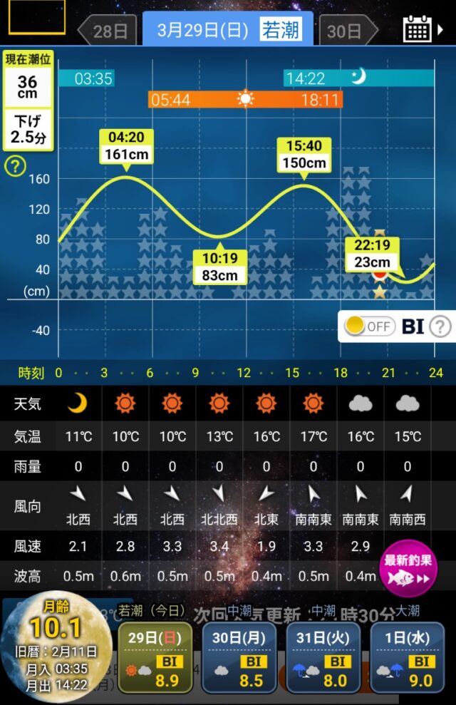下げ2.5分くらいから釣り場に入ります!
